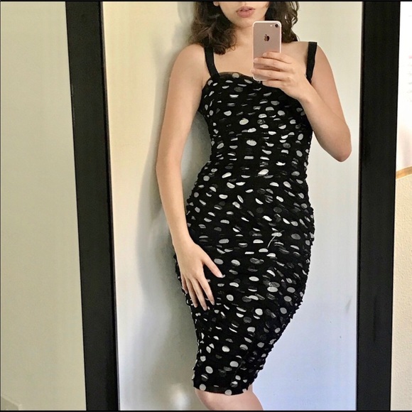 Dolce & Gabbana Dresses & Skirts - Dolce And Gabbana Ruched Polka Dot Midi Dress